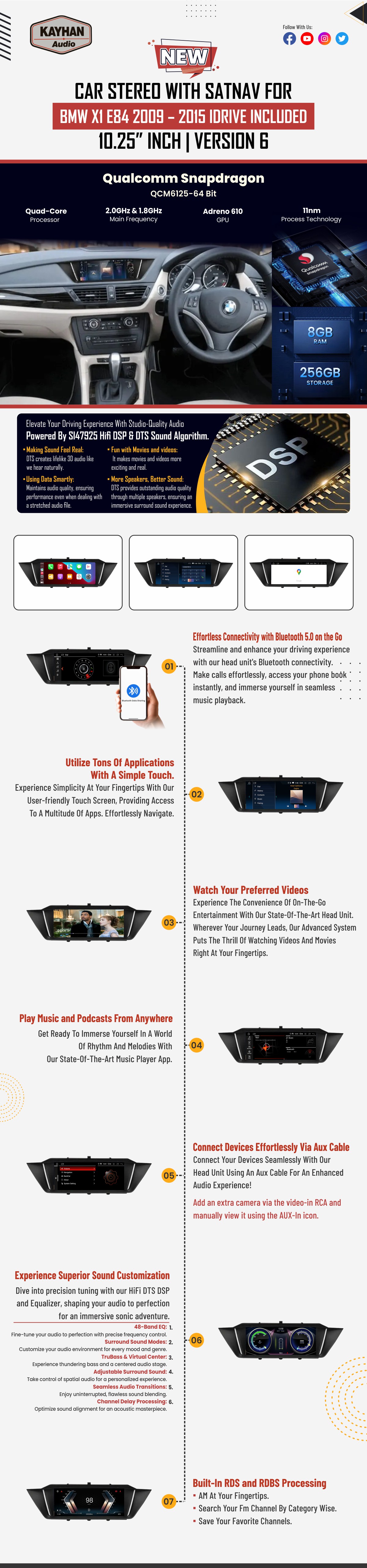Car Stereo with SatNav for BMW X1 E84 | 2009 – 2015 | Version 6 |10.25″ inch iDrive included